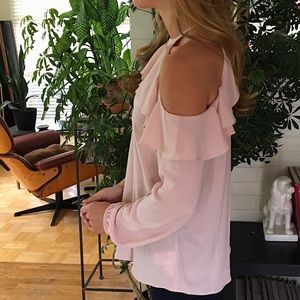 Michael Kors Blush Pink Flowy Cold Shoulder Top